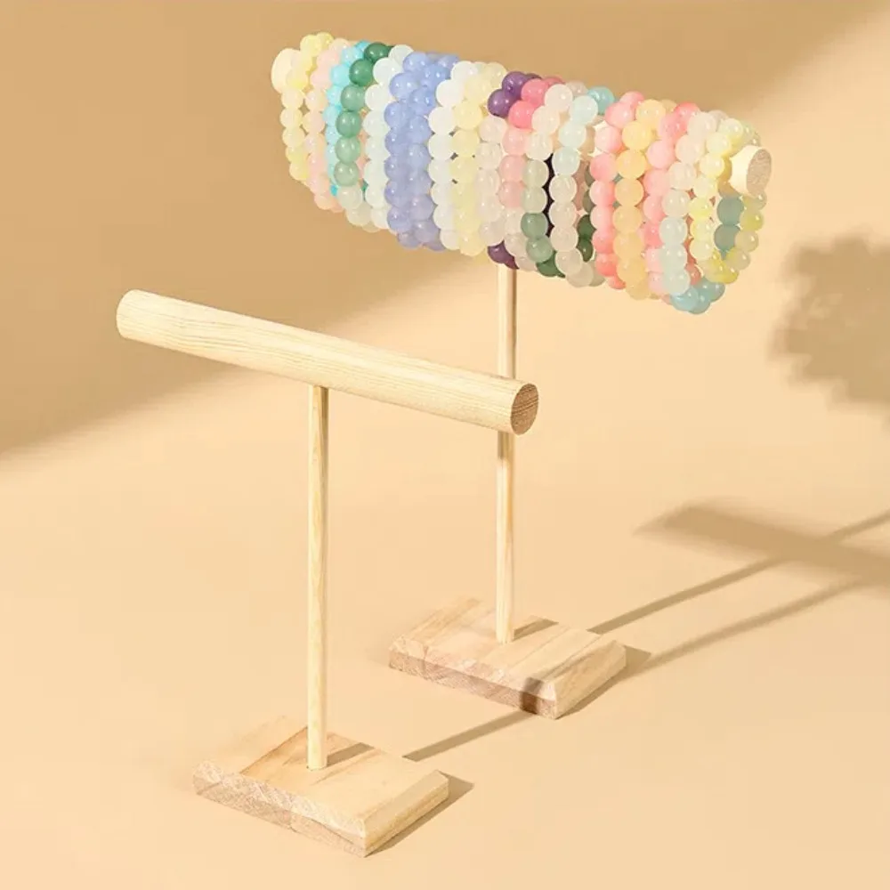 Portátil de madeira maciça jóias expositor mesa t-bar pulseira suporte faixa de cabelo jóias armazenamento pulseira rack de armazenamento casa
