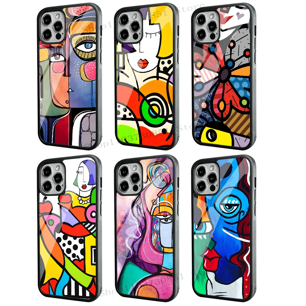 Picasso Abstract Art Painting Phone Case Strong Magnetic For IPhone 15 14 13 Pro Max 11 12 Mini Alex Mirror For Magsafe