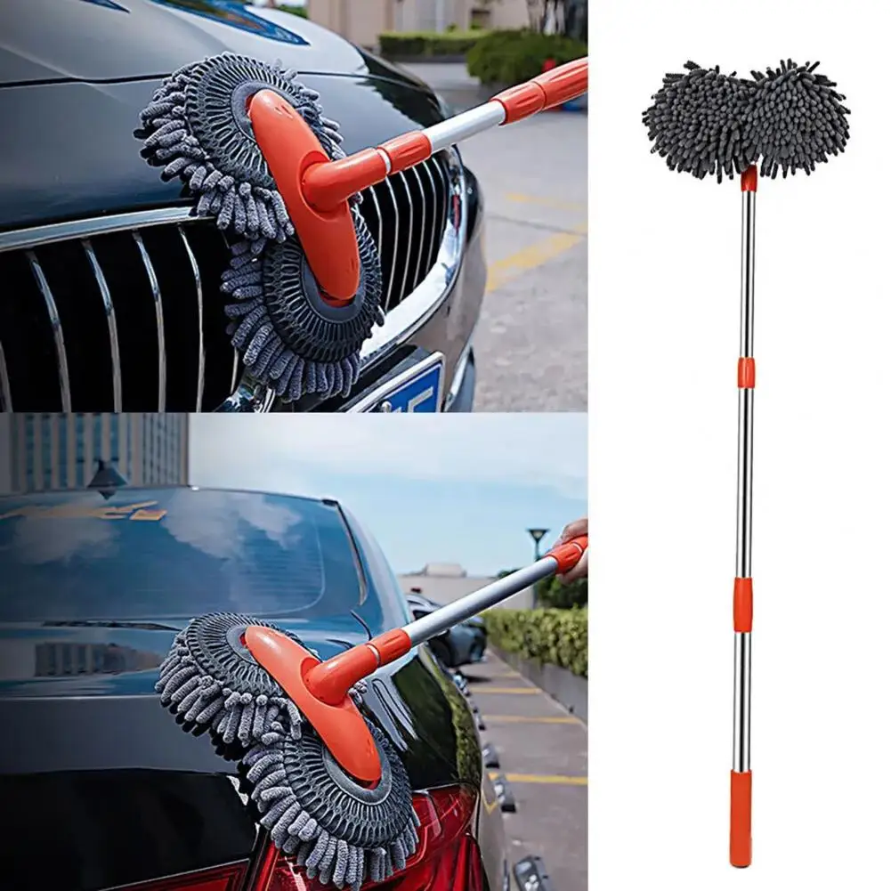 Foaming Car Brush Long Handle Car Wash Brush Reusable 180-degree Rotating Microfiber Duster for Windshield Window Rotating