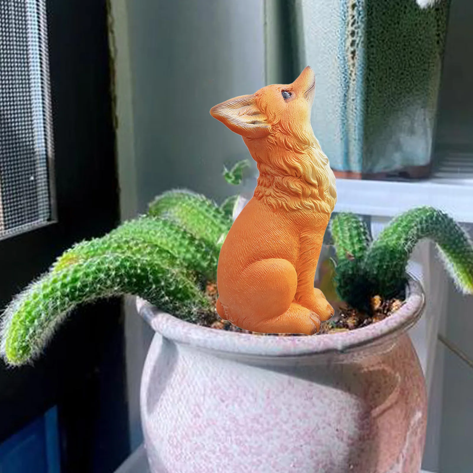 تمثال ثعلبي راتينج ، ديكور مناظر طبيعية قابل للجمع ، شكل لعبة حيوان ، زينة داخلية ، ديكور حديقة