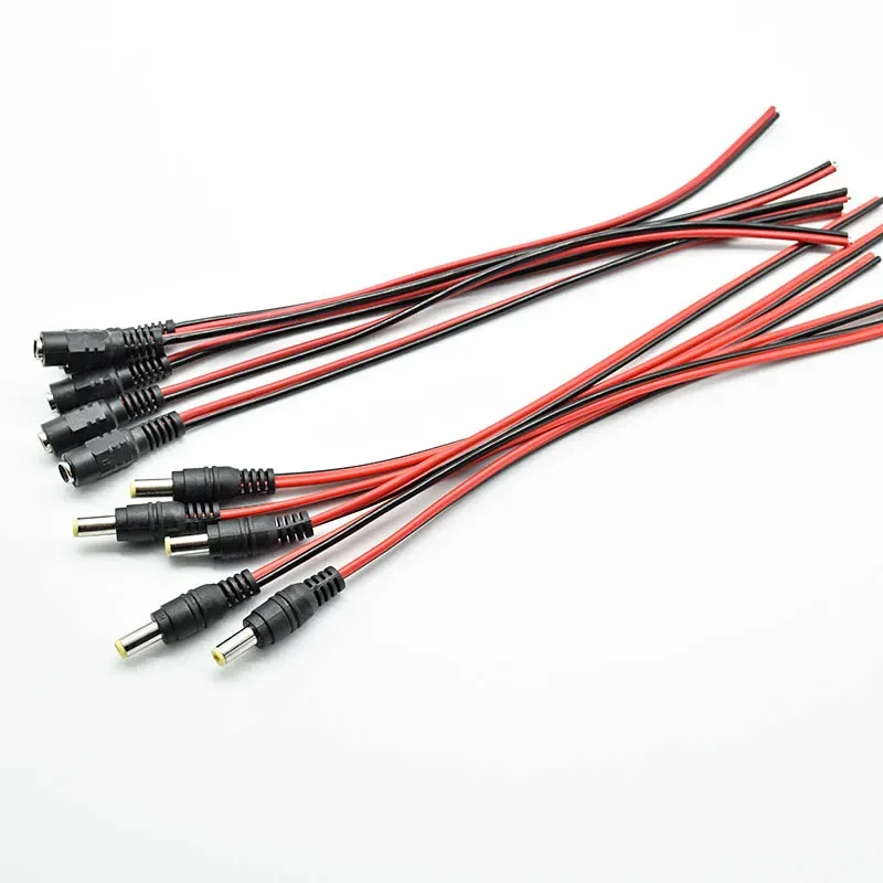 5pcs DC power male female cable 12V Plug DC Adapter cable Plug Connector for CCTV Camera DC plug 5.5*2.1mm 5.5x2.1