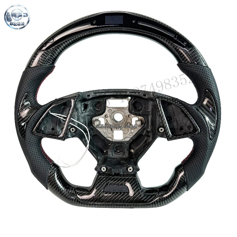 Performance Modified Steering Wheel, D-Type Carbon Fiber with LED Speedometer Display for Chevrolet Corvette C7 and Camaro