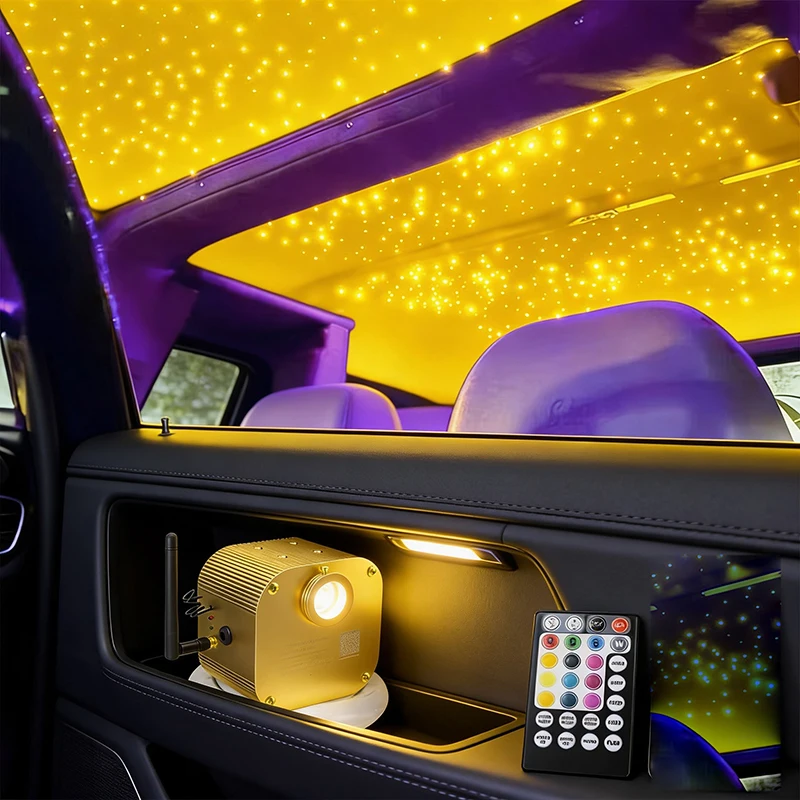 kit Bluetooth APP Control Starry Car LED Optical fiber lamp ceiling  Light Kid Room Ceiling Twinkle Fiber Optic Star  RGBW COLOR