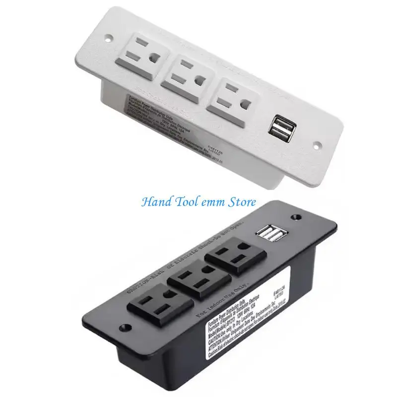 H37F Embedded Power Outlet For Desk 3 AC125V Outlets 2 USB Port Office Socket