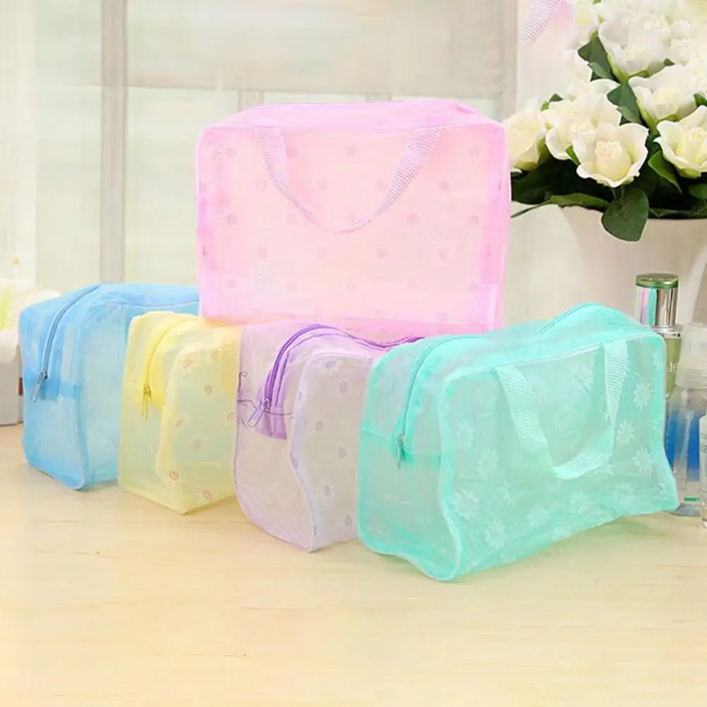 Cosmetic Bag High Capacity Foldable Makeup Case Translucent Waterproof Toiletry Kits Bathroom Storage Wash Bag For Daily Use