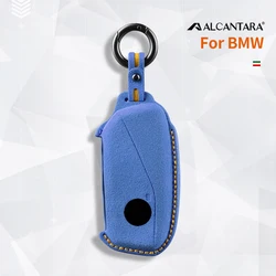 For BMW I7 X7 735i 740i G07 LCI IX I20 X1 U11 7 Series G70 G09 XM U06 G81 Alcantara Car Remote Key Case Cover Shell Keychain
