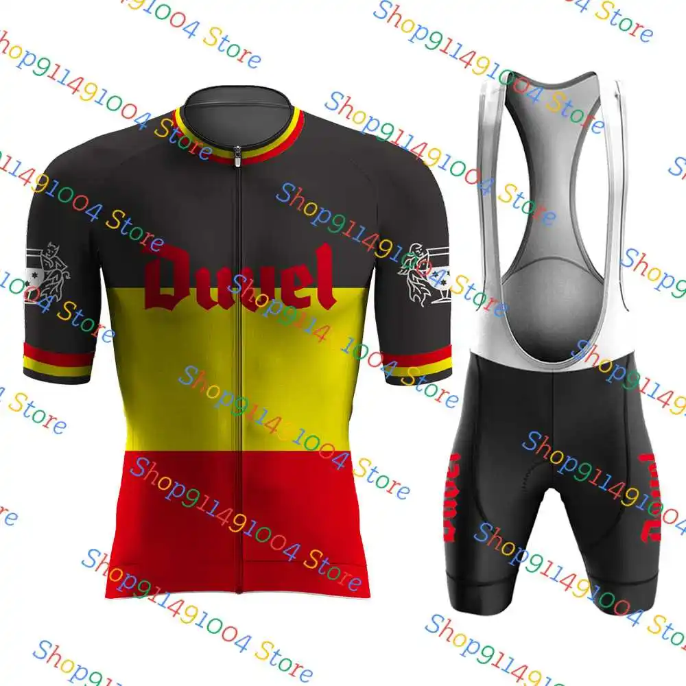 2024 Belgium Flag Duvel Drink Cycling Jersey Set Short Sleeve Cycling Clothing Mens Road Shirts Bicycle MTB Wear Maillot