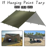 Lona de 19 puntos colgantes, impermeable, supervivencia, Bushcraft, refugio solar, tienda de sombra de playa, dosel para exteriores, toldo turístico para mochilero, 4x4, 3x3m