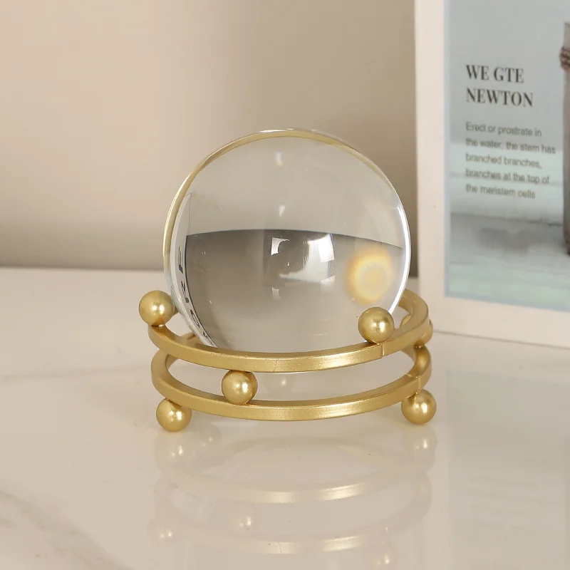 Time comes and goes, crystal ball ornament base, home light luxury, white lucky transparent glass ornament