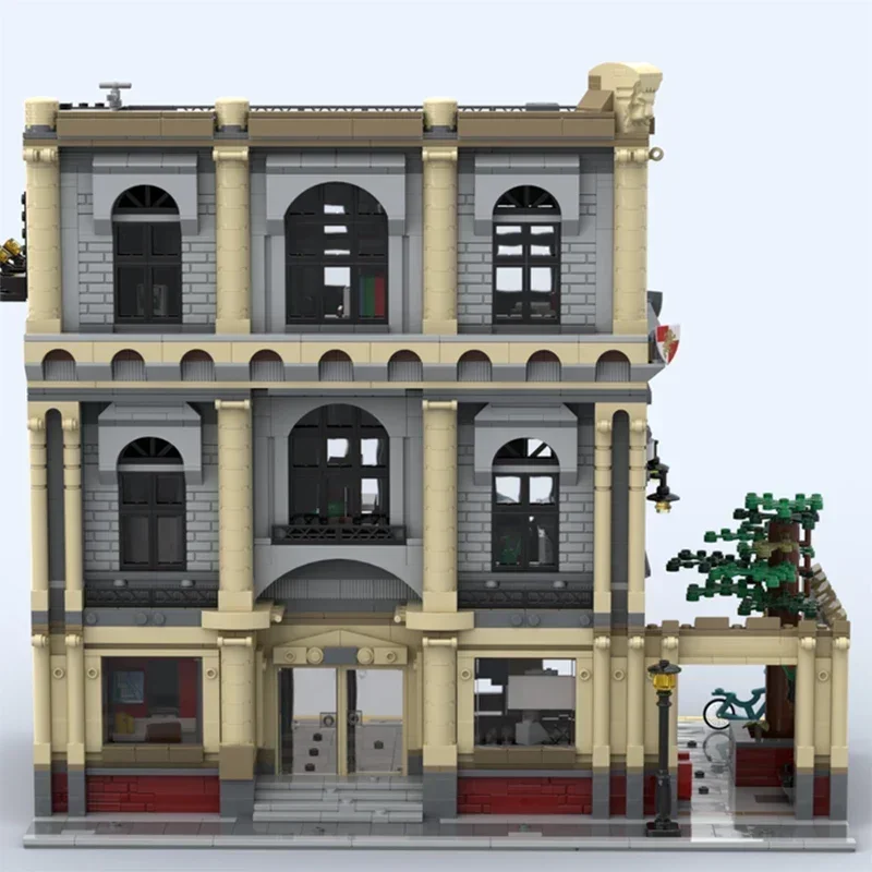 Moc อาคารอิฐ Old Town รุ่น Bus Station และสํานักงานกฎหมายเทคโนโลยี Modular Blocks ของขวัญของเล่นคริสต์มาส DIY ชุดประกอบ