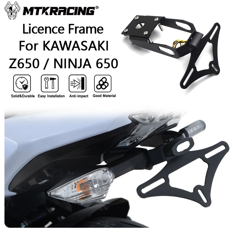 

MTKRACING Licence Frame For KAWASAKI Z650/Ninja 650 2017-2024 License Plate Holder Rear Tail Frame Fender Eliminator Bracket