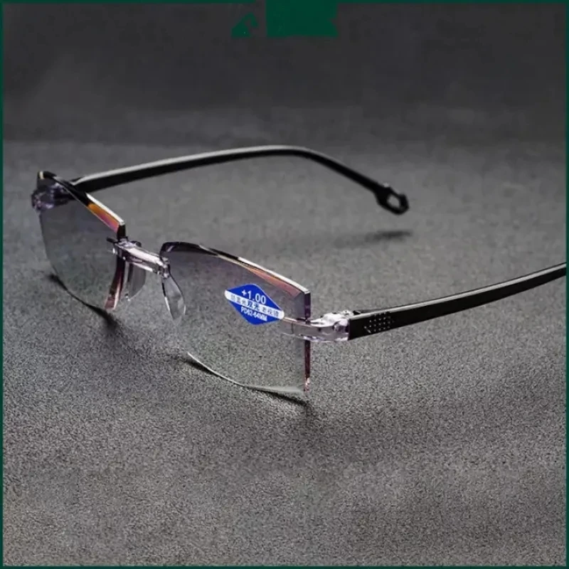 

Borderless Reading Glasses Anti Blue Light Bifocal Far and Near Magnifying Glasses Presbyopic Glasses for Men and Women +4.0