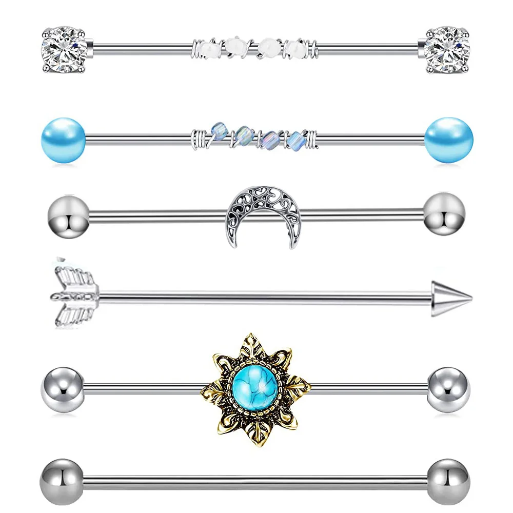 9 pz in acciaio inossidabile cuore industriale Piercing Set orecchino cartilagine bilanciere industriale per le donne gioielli corpo Unisex