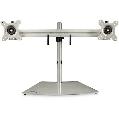 

Low-Profile Base Synchronized Height Adjustable - Dual Monitor Desktop Pole Mount Dual Monitor Stand for 24" Monitors