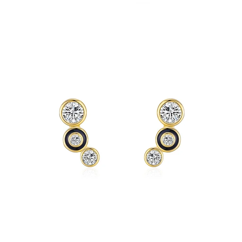 

Minimalist Design S925 Sterling Silver Black Round Bubble Earrings, Exquisite and Small, Suitable for Women To Wear in A Niche