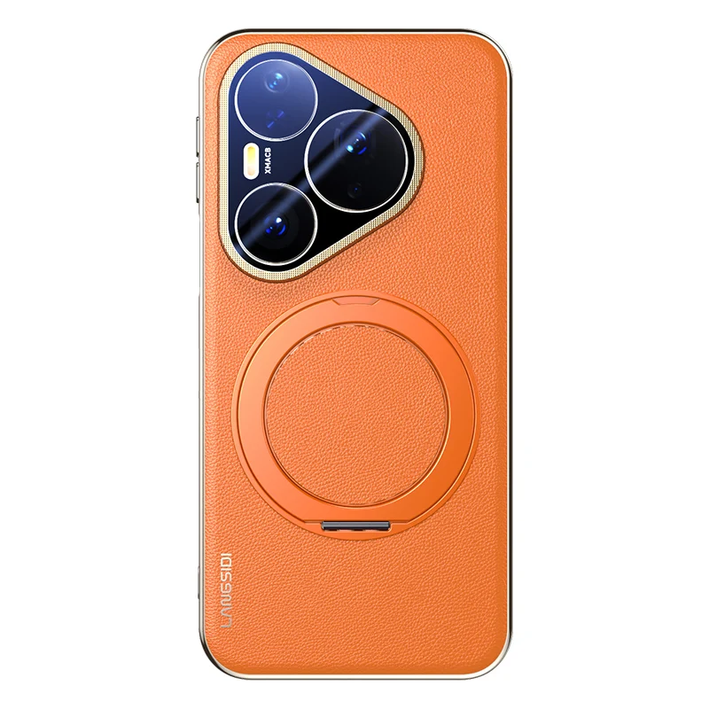 Magnetyczne skórzane etui do Huawei Pura 80 70 Pro Pro+ z obrotową podstawką 360 stopni, odporne na wstrząsy, kompatybilne z MagSafe, z folią ochronną na obiektyw. — zdjęcie produktu 7