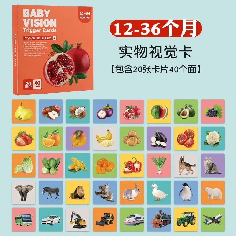 Tarjeta de educación temprana para bebé 2025, tarjeta de estimulación Visual para bebé recién nacido, juguete cognitivo para bebé de 12 a 36 meses, regalo de Navidad