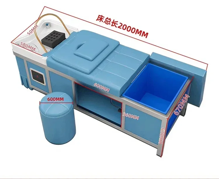 No Connection Drainer Head Treatment Bed Beauty Salon Water Circulation Fumigation Water Storage Type Shampoo Chair