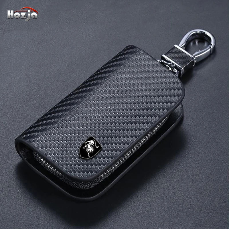 Carbon Fiber Pattern Leather Car Key Case Zipper Key Cover for FORTHING 5 FRIDAY JOYEAR S50 With FORTHIN Logo Accessories 2024