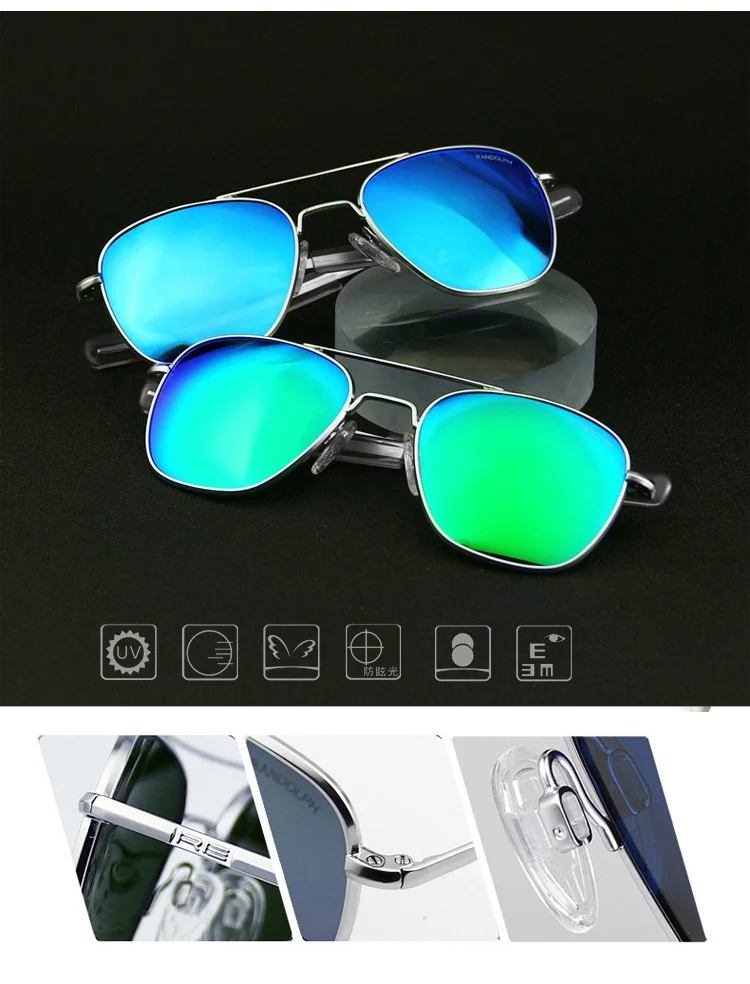 RE Sonnenbrille Mann Amerikanische Armee Militär Luftfahrt Pilot Sonnenbrille Frau Luxus Marke Vintage Metall Titan Rahmen Glas Objektiv – Detail 30