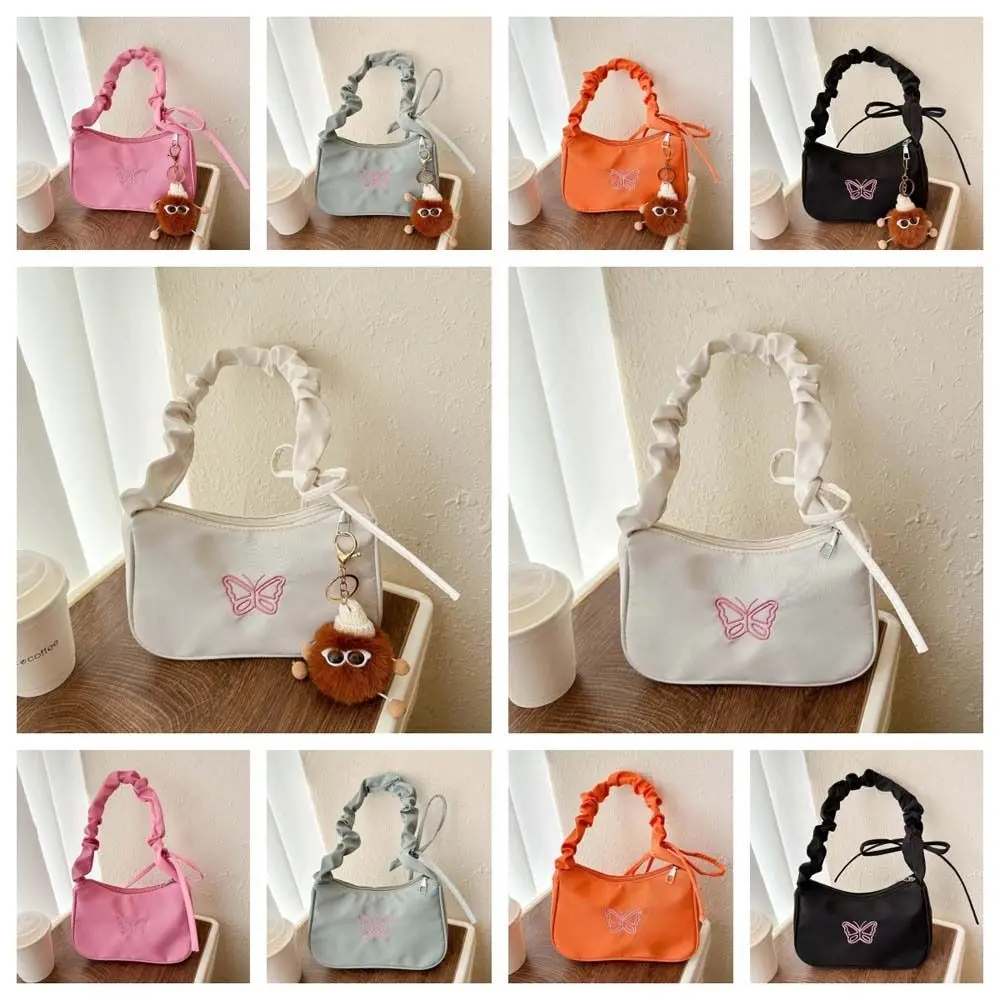 التطريز Bowknot فراشة حقيبة كتف كشكش مقبض أكسفورد Ins نصف القمر حقيبة تحت الإبط زلابية حقيبة الكورية نمط