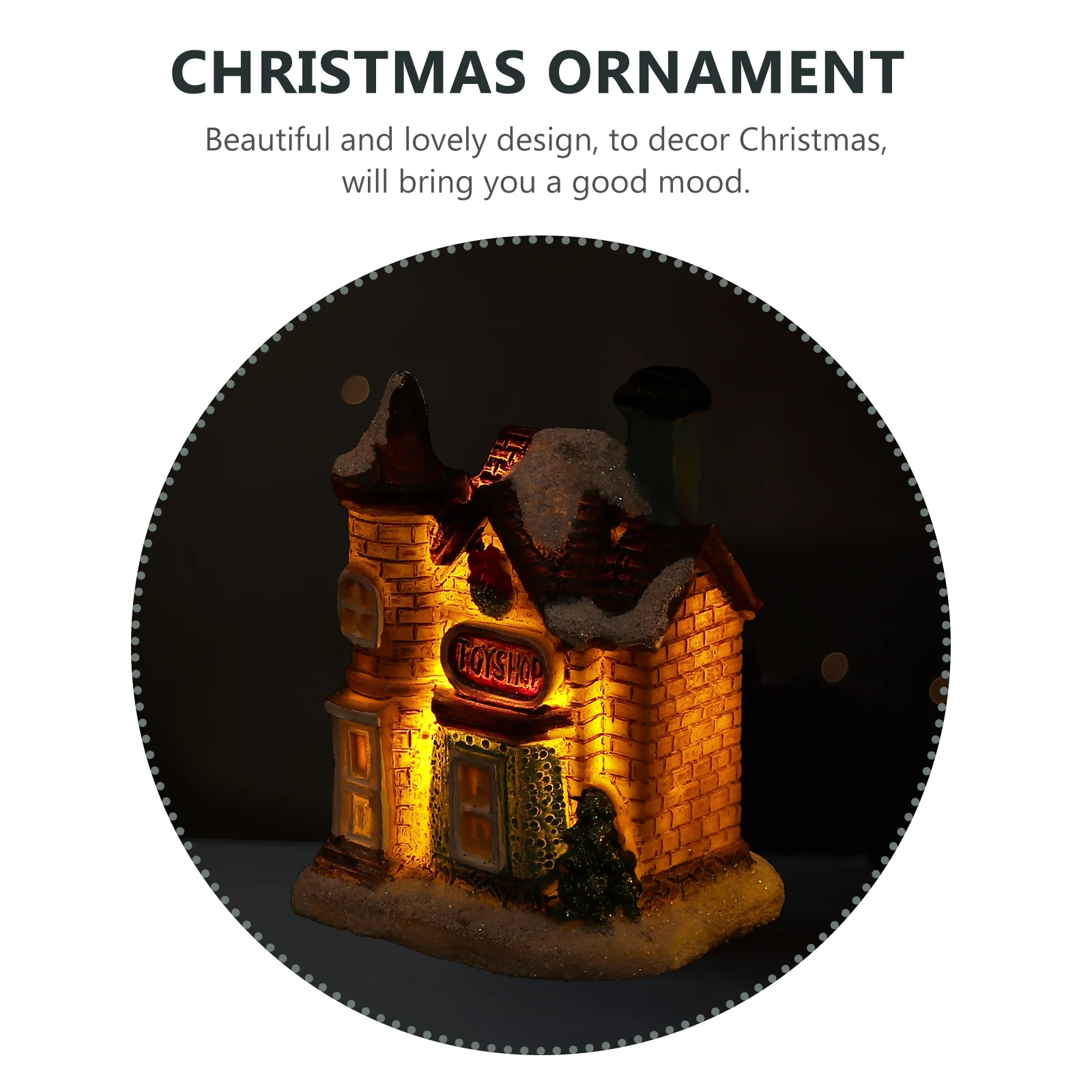 

2Pcs Mini Resin Christmas Decor Luminous Landscape for Holiday Party Brighten Room Festive Vibe Xmas Celebration Supply