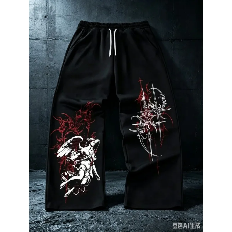 2026 Summer Y2K High Street Pants Men's Kids Fashion Y2K Sweatpants New Harajuku Hip-Hop Trousers Streetwear Wide-leg Pants