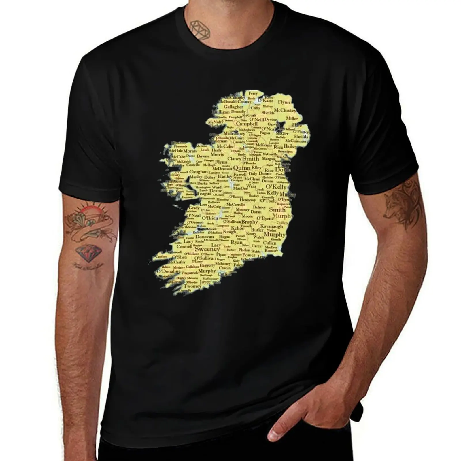 

Ireland Surnames Map Irish Family Names T-Shirt korean fashion graphic t shirts plain white t shirts men