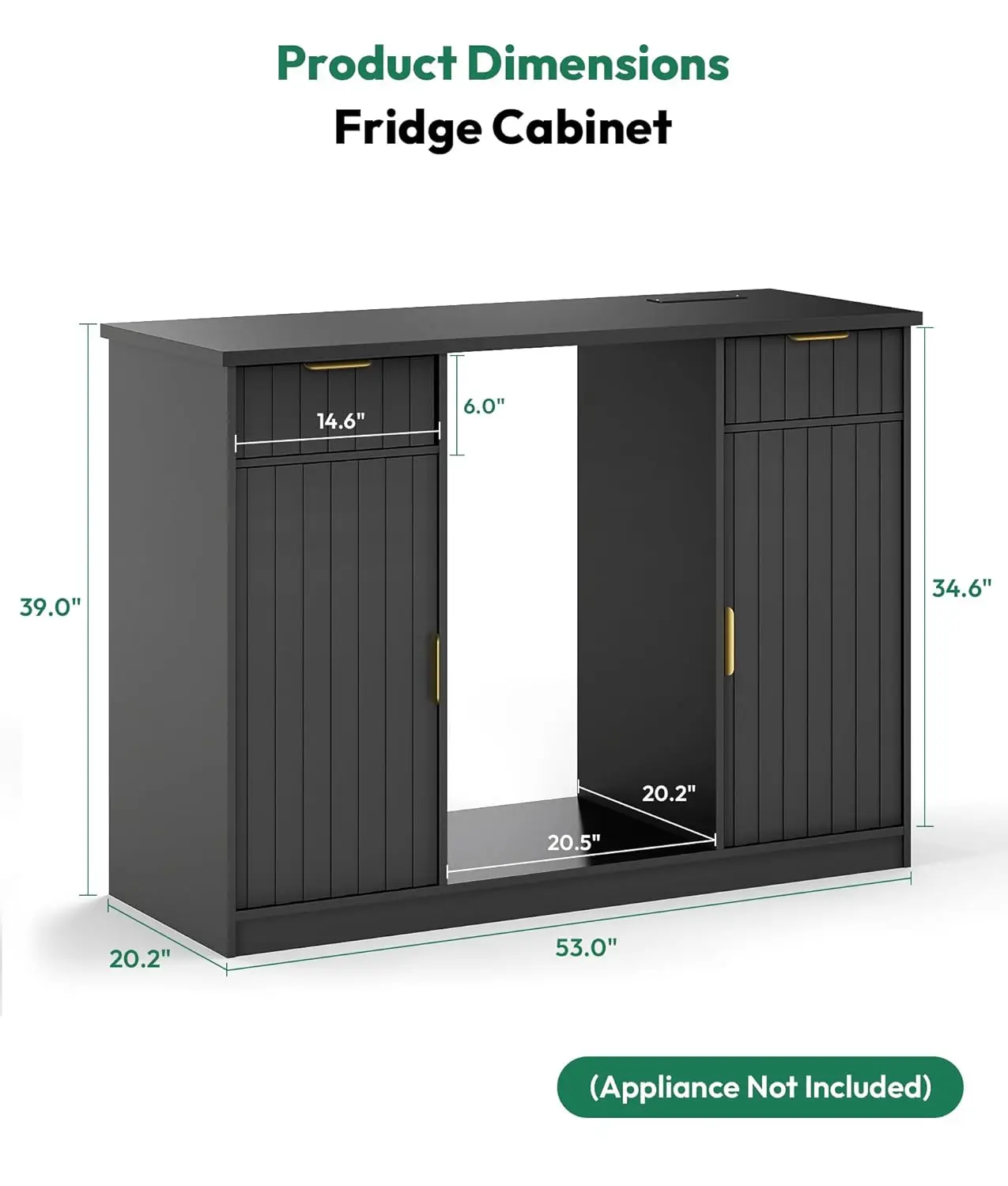 53인치 플루티드 커피 바 캐비닛 (냉장고 공간 포함) - 와인 바 캐비닛 (서랍 및 도어 수납공간 포함), 미니 냉장고 스탠드 (전원 콘센트 포함)