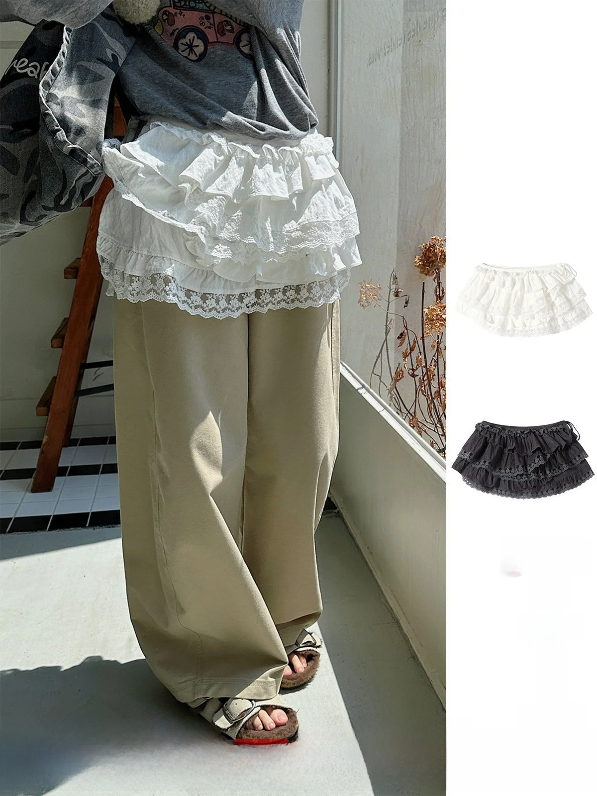 

Новая многослойная плиссированная юбка REREK с кружевными вставками и бантом, с завышенной талией, А-силуэт, повседневная, женская, в стиле «платок»