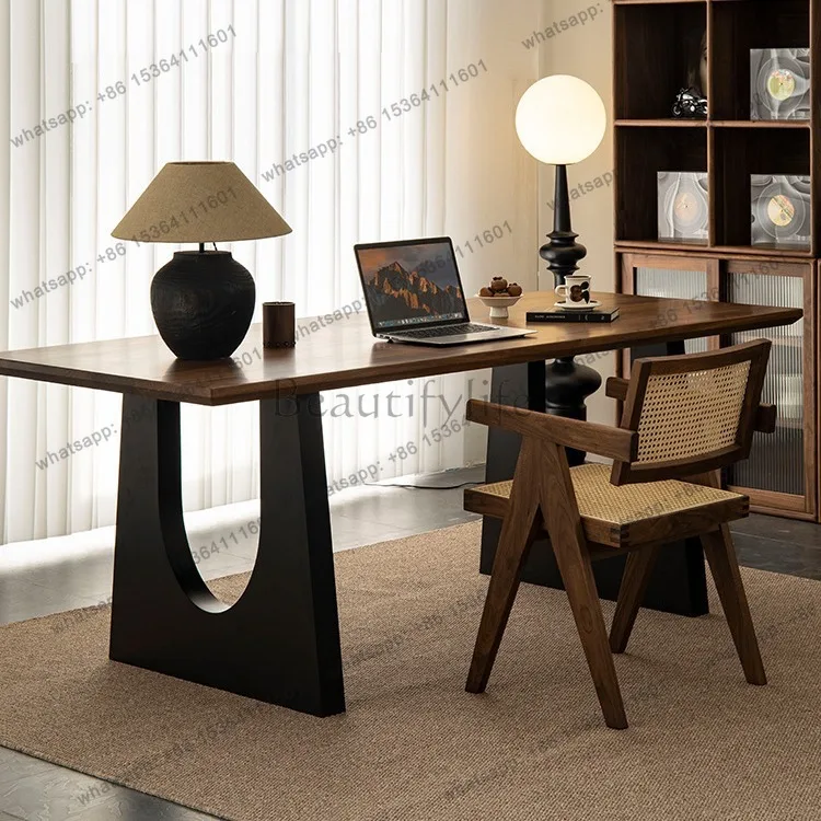 Factory Direct Sales North American Black Walnut Medieval Dining Table Rectangle Large Long Workbench