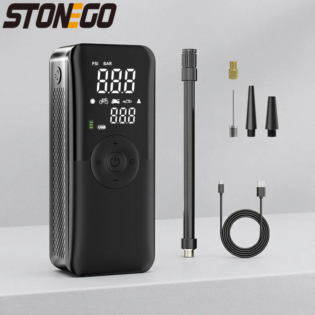 

Беспроводной цифровой насос для накачивания шин, перезаряжаемый, портативный, для автомобиля, мотоцикла, велосипеда, мячей, с автоматическим манометром