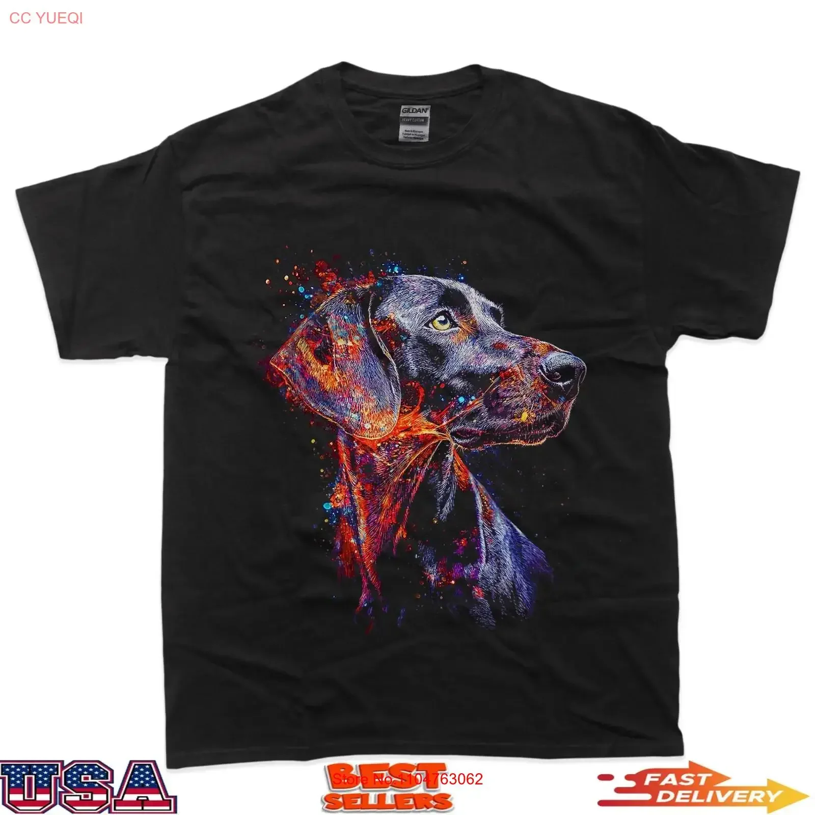 German Short Haired Pointer Dog T Shirt vintage Washed Stylish streetwear Stretched Breathable Soft Unisex Slightly Casual