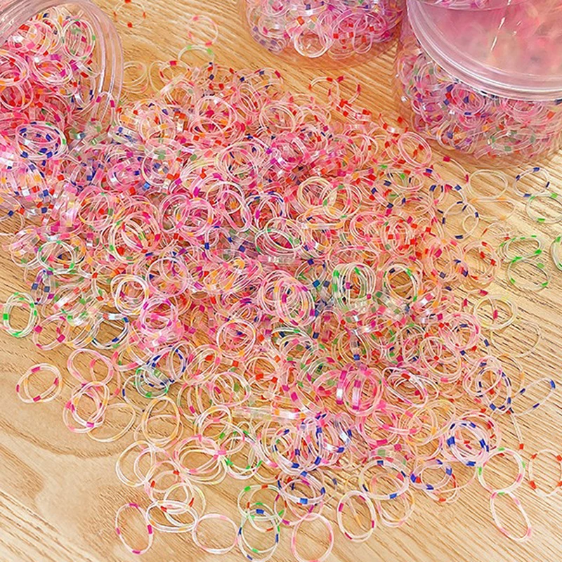 2000 Pcs/Set Girls Rubber Band Does Not Hurt Hair Small Children's Scrunchies Head Rope Cute Baby Color Headdress Diameter 15mm