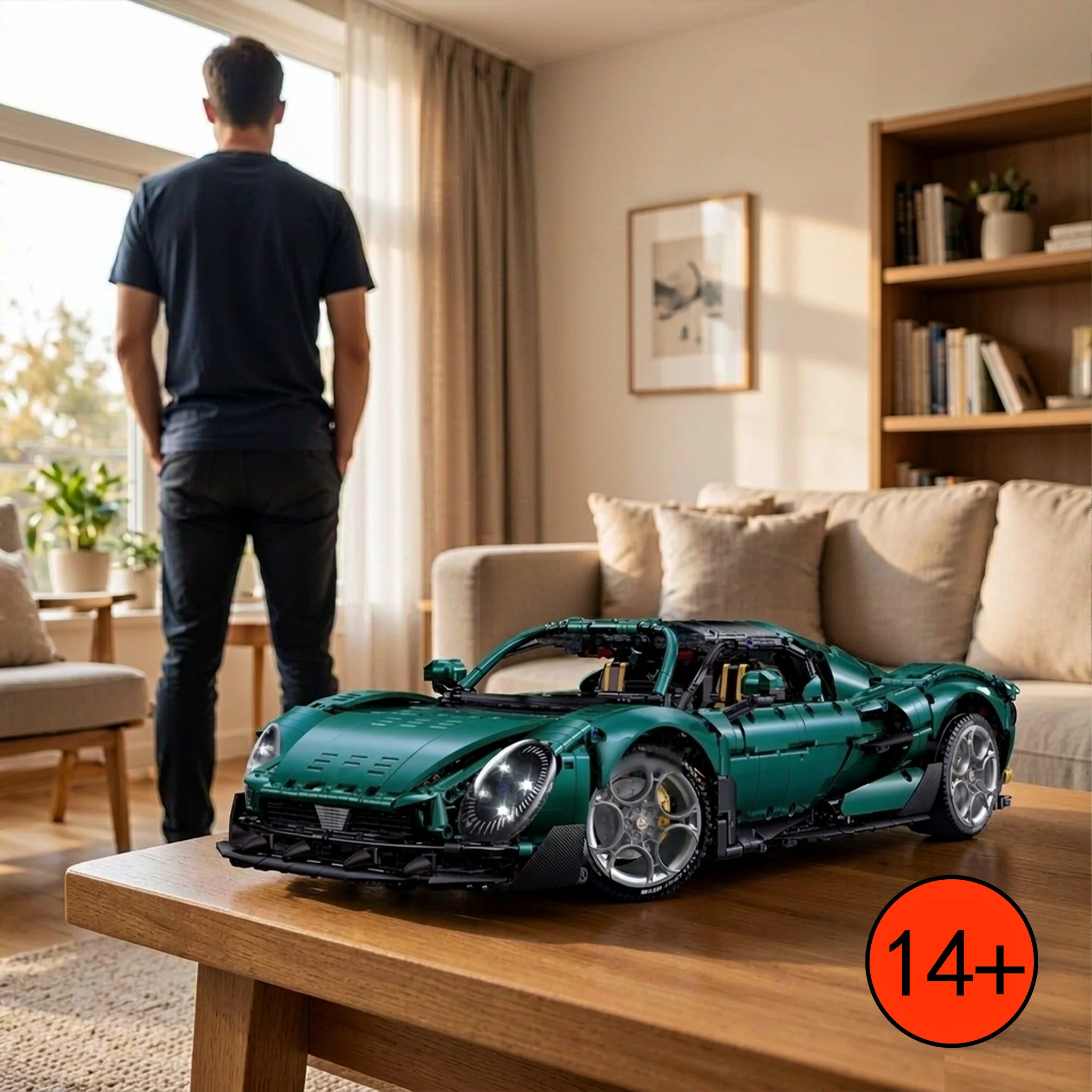 GULY 1:8 Vintage Racing Car Model 4208PCS Collector Edition Kit Showroom Display Sports Car Model Collection Display Piece Building Blocks Set for Adult Collectors Gift for Men Car Enthusiasts and Collectors