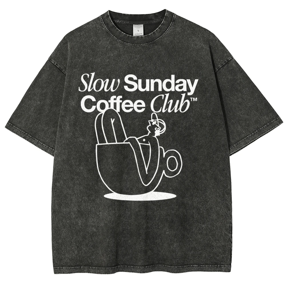 Show Sunday Coffee Club Shirt Vintage y2k Clothes Women's Clothing Sales Coffee Graphic T Shirts Tops Plus Size Shirt