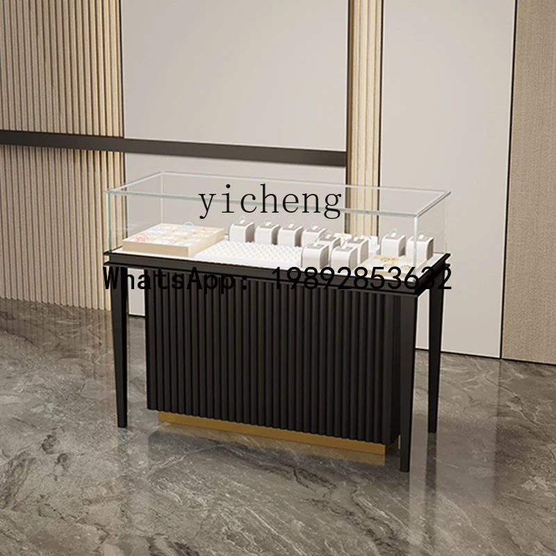 

stainless steel light luxury jewelry glass display case gold and silver jewelry display stand