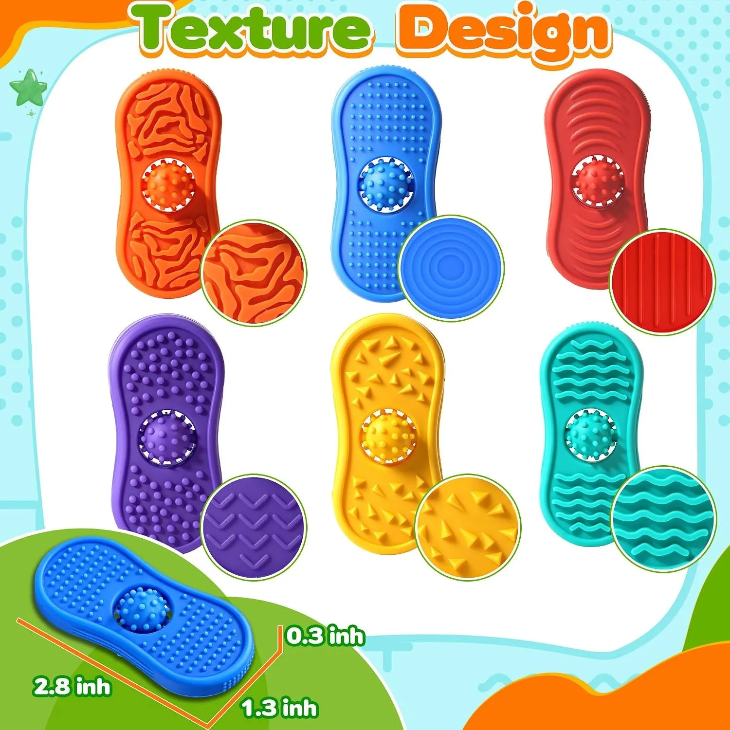 Sensory Fidget Toys 6 Pack Silicone Worry Stones for Autism ADHD Calming Down Quiet Figette