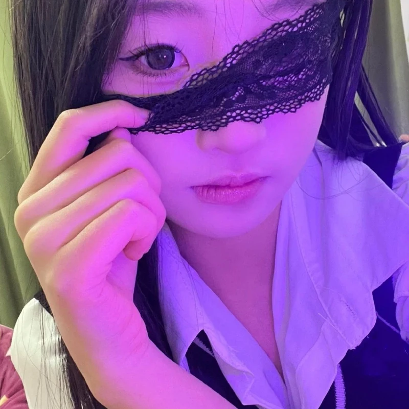 Masque pour les yeux en dentelle noire pour femmes, 2 pièces, voile d'abstinence creux, ruban d'ambiance, bandeau pour les yeux, Cosplay, accessoires de fête de bal, masque de mascarade