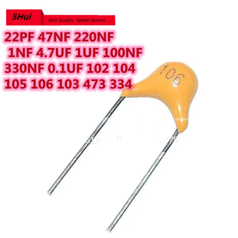 100Pcs 50V monolithic ceramic capacitor 10PF ~ 10UF 22PF 47NF 220NF 1NF 4.7UF 1UF 100NF 330NF 0.1UF 102 104 105 106 103 473 334