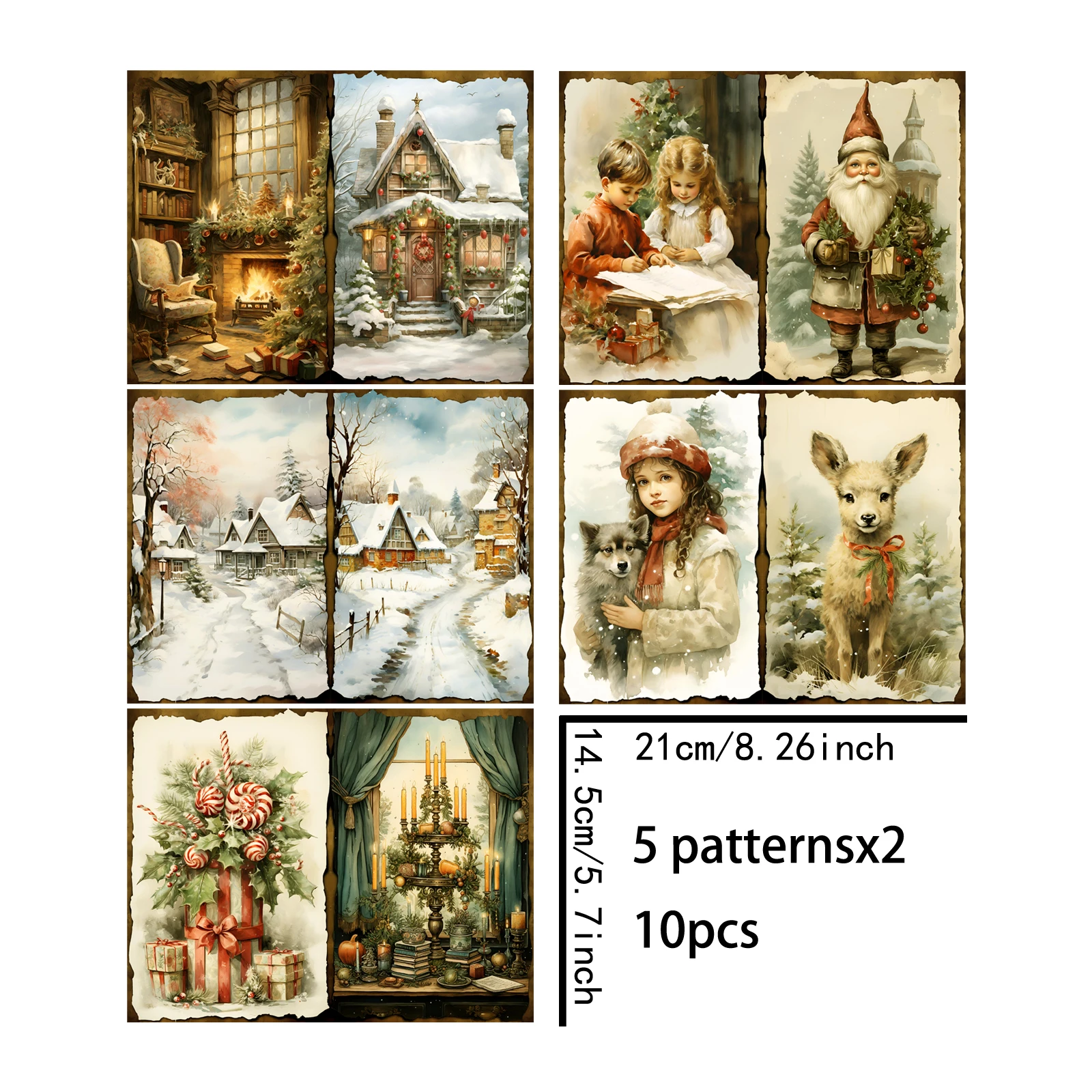 10 Sheets A5 Size Christmas Warmth In Winter Background Vintage Grunge Journal Planning Scrapbooking