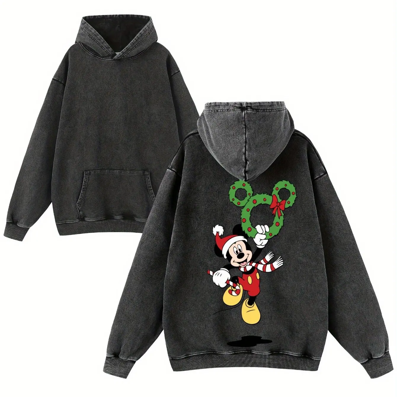 

Мужские толстовки с капюшоном и рисунком Микки Мауса Диснея, осенне-зимние стираные толстовки, удобная толстовка большого размера, уличная одежда унисекс