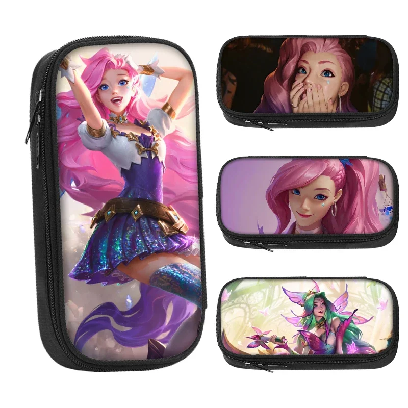 21cm X 10cm League of Legends Seraphine Popular Game Peripheral Characters Sexy Customized Stationery Large Capacity Pencil Case