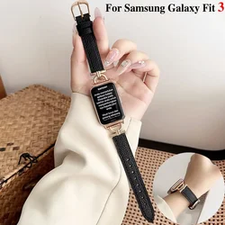 For Samsung Galaxy Fit 3 Metal+Leather Strap for Samsung fit 3 Smart Watch Accessories Wristband for Galaxy Fit 3 Bracelet Belt