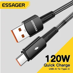 Essager 120W Super Fast Charge Type-C 67W Cable Quick Charge USB Cable 6A For Xiaomi 12Pro Redmi K50 Note 11Pro Black Shark 5Pro