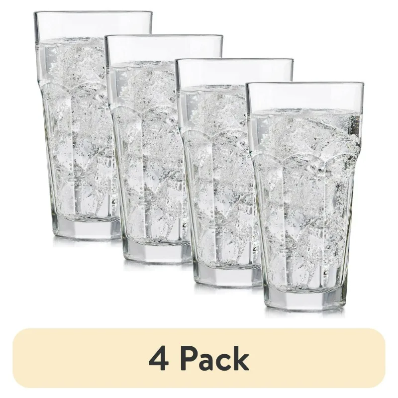 

Iced Tea Glass 4 Pack Clear Beverage Tumbler Home Kitchen Party Drinking Glasses Juice Water Cup