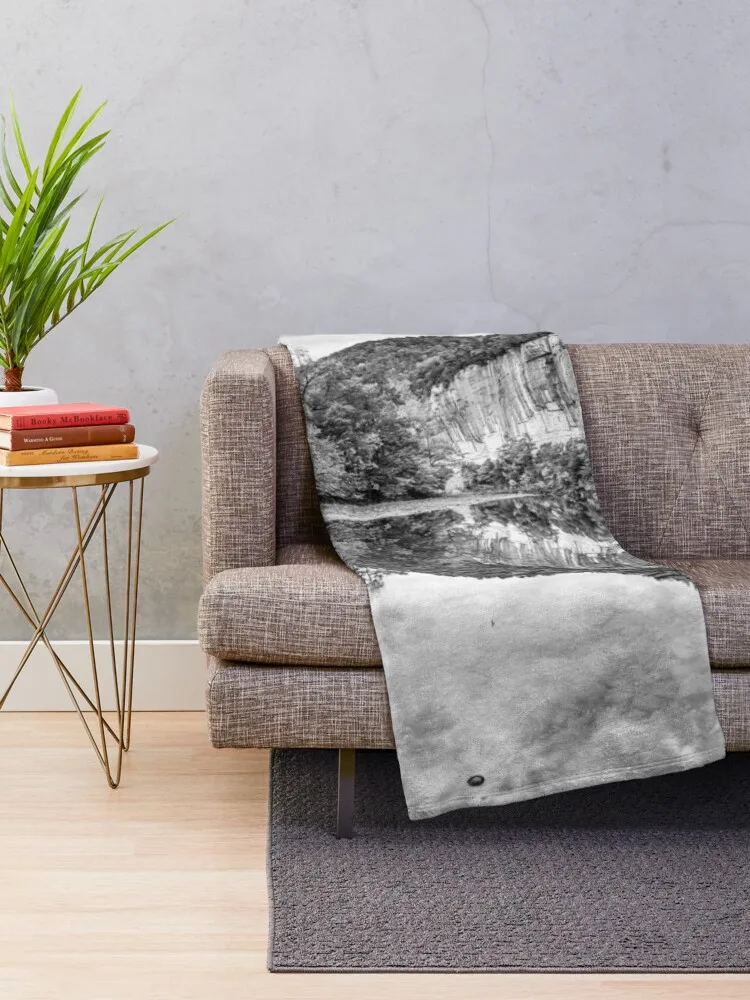 Ethereal Monochrome Majesty At Roark Bluff Throw Blanket Hairy Large manga Hairys Blankets