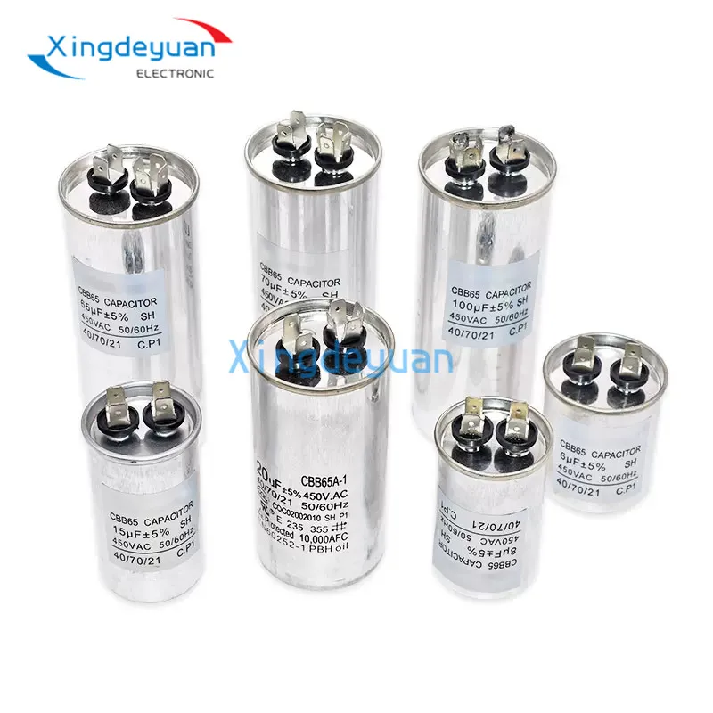 2PCS 450V AC Motor Capacitor Air Conditioner Compressor Start Capacitor CBB65A1 5/6/8/10/12/15/16/25/35/40/45/55/60/70/80/90UF