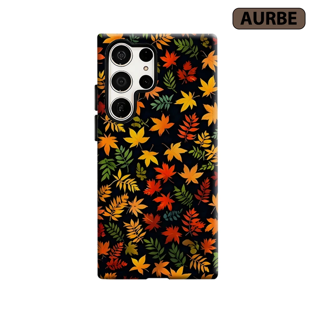 Autumn Maple Leaves Phone Case for Samsung Galaxy S26 S25 Ultra S24 S23 Ultra Plus Shockproof Double Layer Tough Back Cover