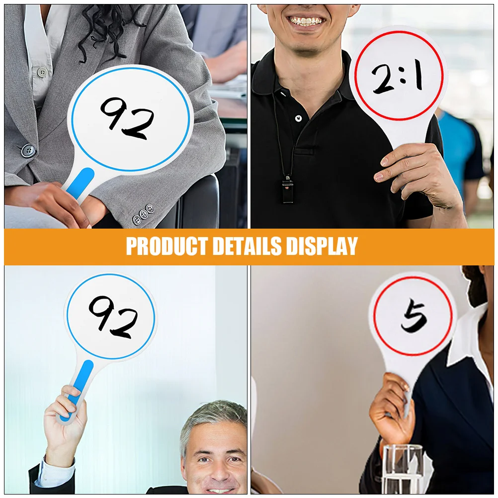 

2Pcs Portable Blank Whiteboard Erasable Scoring Paddle for Games Judges Scoreboards Practical Writing Boards